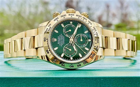 rolex daytona green and gold|daytona Rolex gold price.